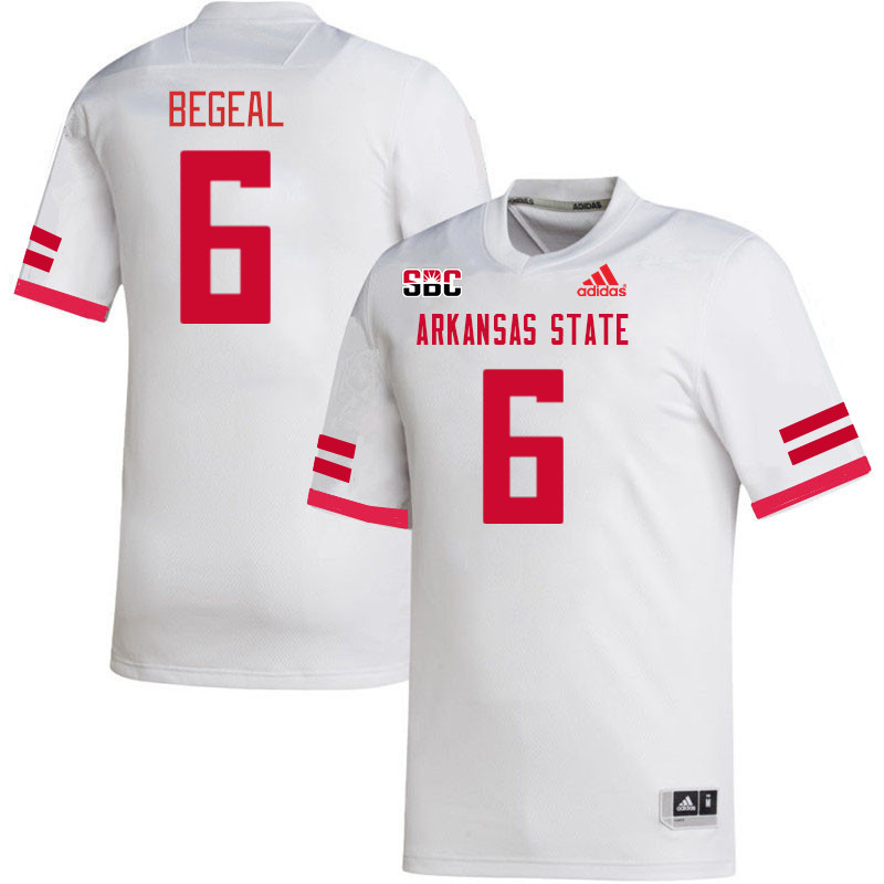 Men-Youth #6 Wyatt Begeal Arkansas State Red Wolves College Football Jerseys Stitched-White